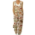 thumbnail image 1 of UKAP Women Mushroom Summer Romper Wide Leg Sleeveless Jumpsuits Casual Loose Buttons Decor Beach Animal Print Stretch Pants, 1 of 2