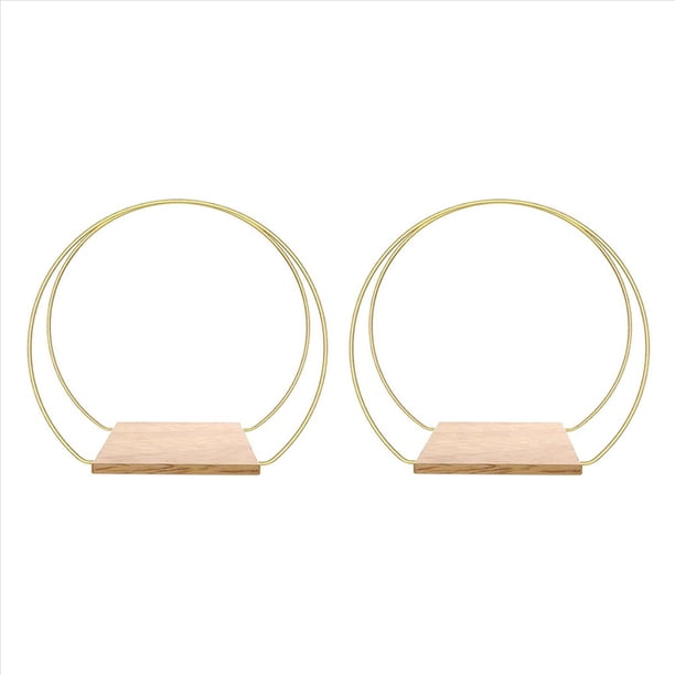 2 Juego de Centro de Mesa de Floral de Metal con Soporte de 12 Pulgadas, de Anillo Floral Dorado, Vela Colgante, Centro de Mesa Circular