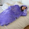 thumbnail image 5 of Tirrinia Extra long Oversized Hoodie Blanket Sweatshirt Comfortable Sherpa Giant Wearable Blankets Christmas Gifts for Adults Men Women Teenagers Wife Girlfriend Purple, 5 of 6
