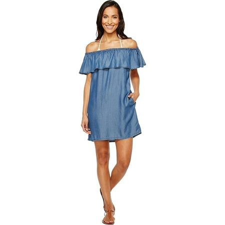 Tommy Bahama Women's Chambray Off The Shoulder Dress, Chambray, X-Small