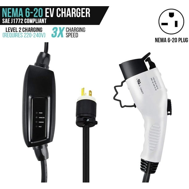 Lectron 240V 16 Amp Level 2 EV Charger with 21ft Extension Cord J1772