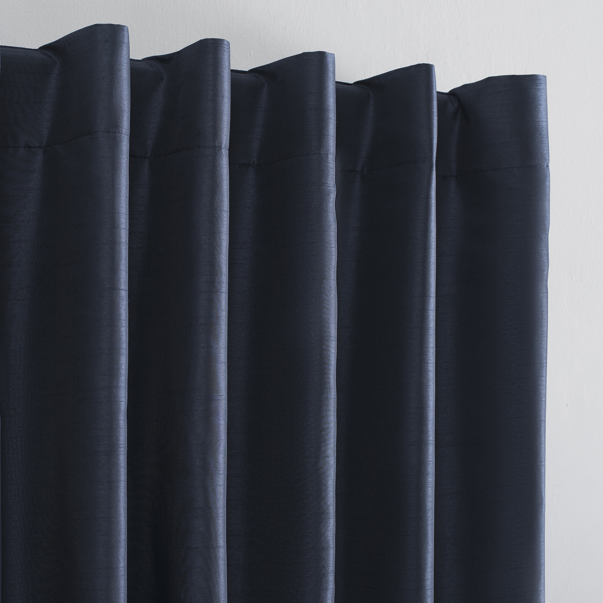 Sun Zero Evelina Faux Dupioni Silk Thermal Extreme 100% Blackout Back Tab Curtain Panel,50" X 84, Navy Blue