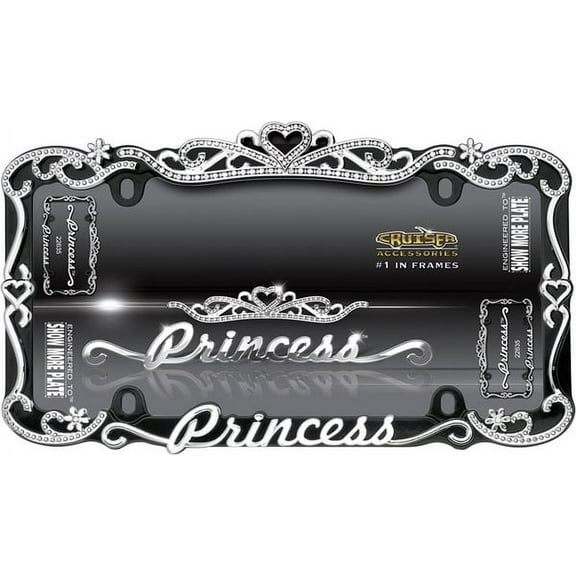 Princess Black And Chrome Diamond Bling Frame -2pk