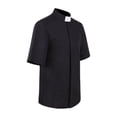 thumbnail image 5 of Sxiwei Mens Stand Collar Short Sleeves Shirt Priest Pastor T-Shirt Top Minister Preacher Costume Black 3XL, 5 of 6