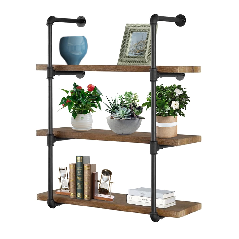 Details about   42" Tall Industrial Wall Mount Iron Pipe Shelf Shelves Shelving Bracket Vintage 