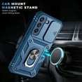 thumbnail image 4 of Design for Samsung Galaxy S23 Phone Case with Camera Lens Sliding Cover Ring Holder Kickstand - Shockproof Heavy Duty Rugged Military Grade Bumper Protective Case for Women Men, Navyblue, 4 of 11