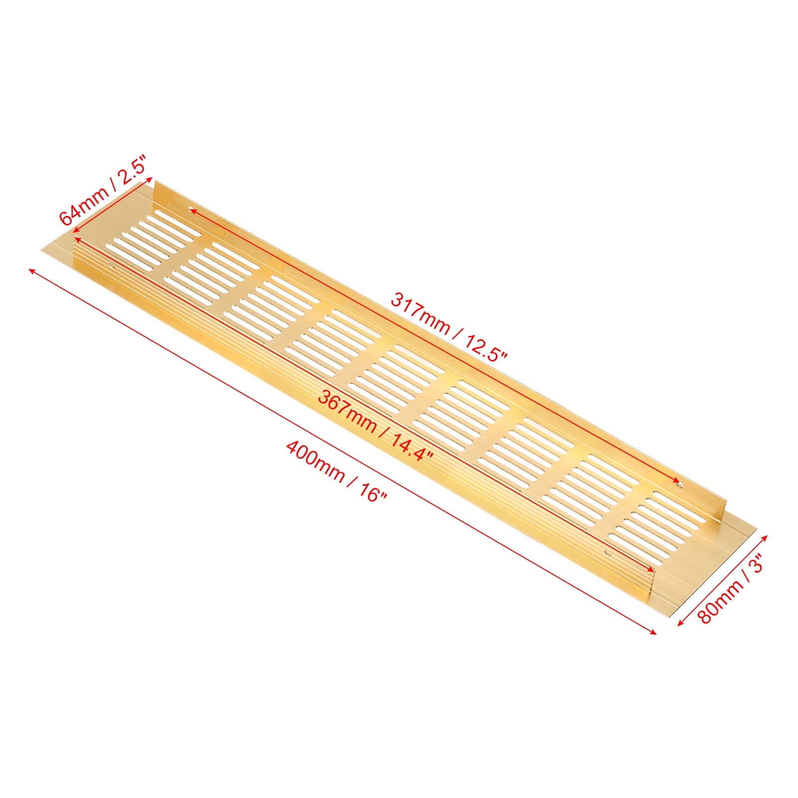 Uxcell 16"x3" Rectangle Air Vent Cover 2pcs Door Grille Ventilation Cover Louvered with Screws for Cabinet Gold Tone