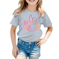thumbnail image 3 of MIASHUI T-Shirt à Manches Courtes pour Garçons et Filles de Pâques, Imprimés Graphiques Mignons, Col Rond, Gris, 4-5 Ans, 3 of 4