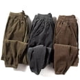 thumbnail image 4 of Pantalones ligeros de felpa para hombre: pantalones deportivos de punto de invierno, modernos e informales, cintura con cordón, puños elásticos, corte holgado, para hacer ejercicio, deporte o uso i, 4 of 4