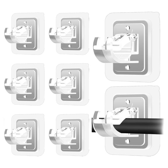 Self Adhesive No Drill Adjustable Curtain Rod Holder Hooks Brackets, Nail Free, No Drilling Hangers for Bathroom, Kitchen, Home, Bathroom and Hotel, Transparent, 8PCS