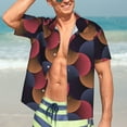thumbnail image 5 of Lsque Circular Stripes pattern Hawaiian Shirt for Men, Unisex Summer Beach Casual Short Sleeve Button Down Shirts-Large, 5 of 9