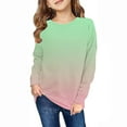 thumbnail image 3 of Girls Casual Crewneck Sweatshirt Cute Gradient Color Pullover Shirts Loose Fit Long Sleeve Tops 1-12 Y, 3 of 8