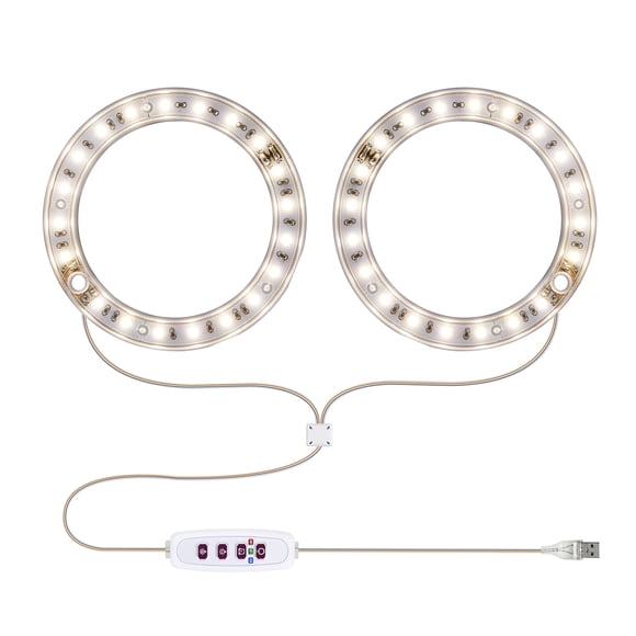yeacher Adjustable Full Spectrum LED Plant Grow Light with Timer, 20 Beads, USB Powered, 5 Brightness Levels, Angel Ring Design for Succulents, Height Adjustable, Sunlight Simulation, Dual Pack