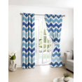 thumbnail image 4 of Fsddascl Blue White Ombre Blackout Curtains for Bedroom/Living Room, Thermal Insulated Kitchen Curtains, Modern Geometric Gradient Ocean Striped Grommet Darkening Window Treatment Drapes 27.5"x39"x2, 4 of 8