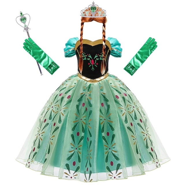 Disfraz Niña Anna Vestido para Niña Cosplay Princesa Reina de la Nieve Disfraz Niños Halloween Ropa Niños Cumpleaños Carnaval Fiesta de disfraces Fivean unisex