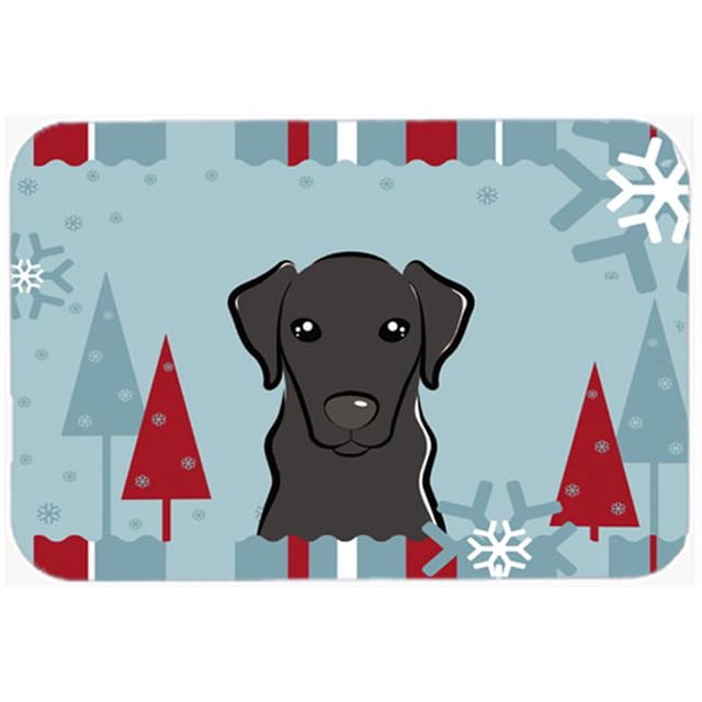 Winter Holiday Black Labrador Glass Cutting Board, Large