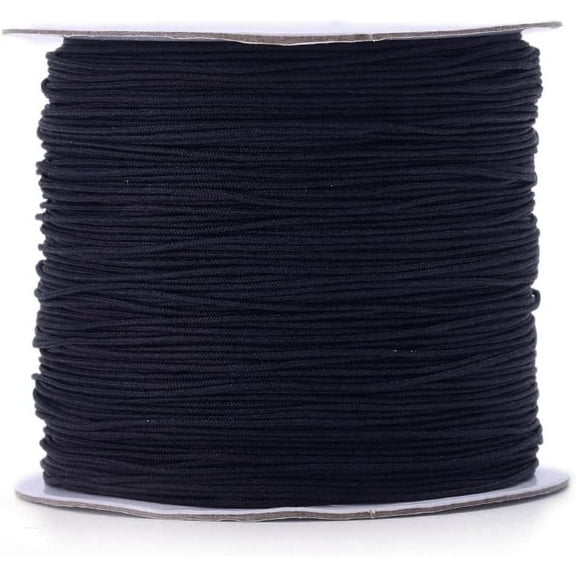 142.16 Yards Nylon Threads 0.6mm Nylon String Chinese Knotting Cord Tarred Twine Outdoor String Jewelry Cord for Woven Jewelry Making(Black)