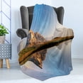 thumbnail image 4 of Landscape Soft Flannel Fleece Blanket, Rainbow over Mountain Lake Reflection in Clear Water Dreamy Spots on Earth Photo, Cozy Plush for Indoor and Outdoor Use, 70" x 90", Multicolor, by Ambesonne, 4 of 5