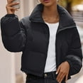 thumbnail image 2 of DAFPZW Women’s Winter Cropped Puffer Jackets Casual Quilted Baggy Long Sleeve Zip Down Coats Outerwear, 2 of 6
