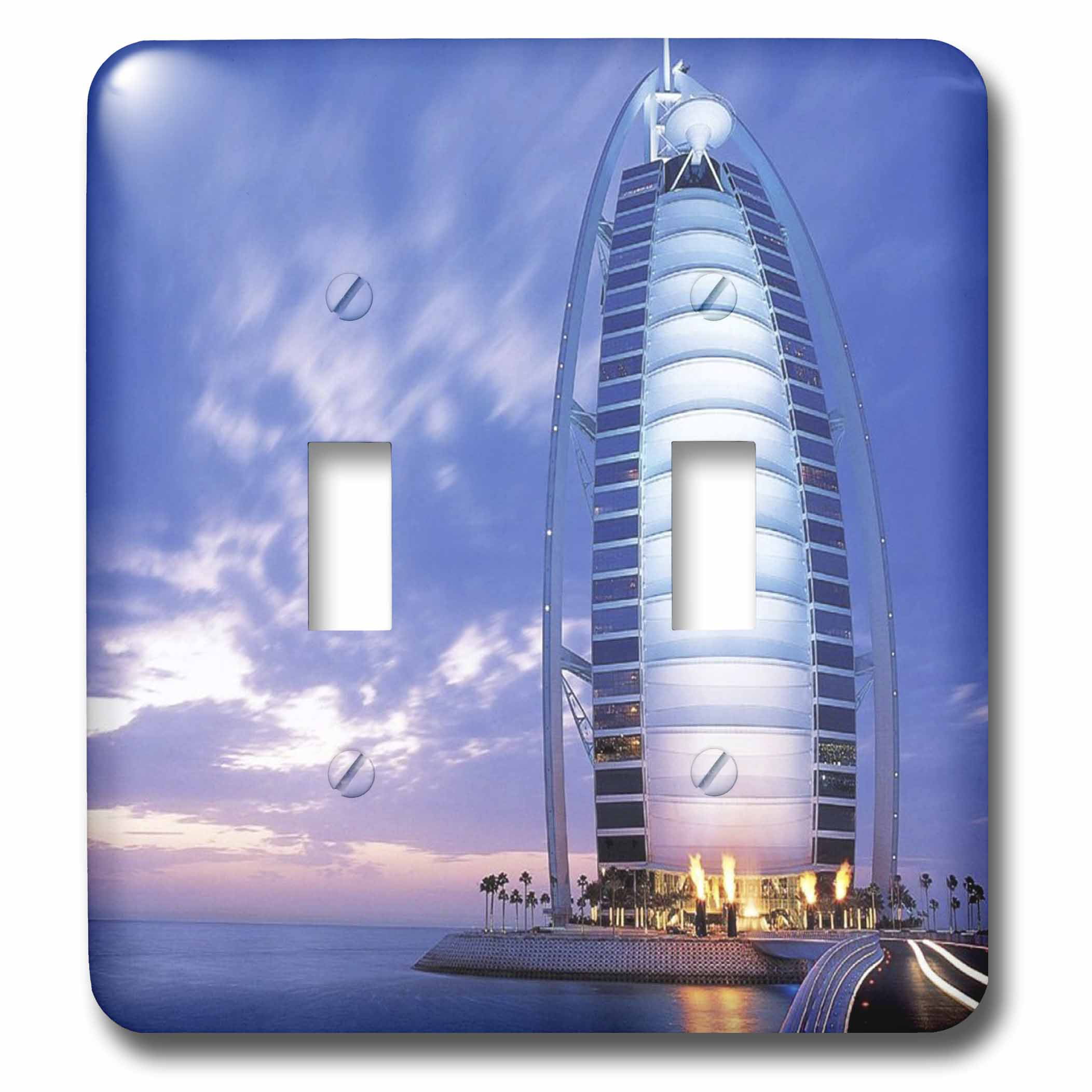 3dRose lsp_56115_2Beach Hotel In Dubai Double Toggle Switch 