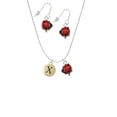 thumbnail image 2 of Delight Jewelry Goldtone Capital Letter - X - Pebble Disc - Red Lucky Ladybug Necklace and Dangle Earrings Set, 2 of 6