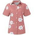 thumbnail image 4 of OAVQHLG3B Plus Size Tops for Women Summer Casual Button Down Shirt Short Sleeve V-Neck Lapel Floral Print Blouses Summer Casual Tops, 4 of 6