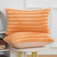 thumbnail image 3 of Set of 2 Faux Wool Plush Decorative Throw Pillow Covers 18x18 Inch Light Blue Fluffy Striped Soft Decorative Cushion Cover for Sofa Bedroom Pillow Shell, 3 of 6