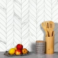 thumbnail image 6 of SUNWINGS 10-Sheet Peel and Stick Leaf Waterjet Backsplash Self Adhesive Tiles White Marble Wall Panels Stick on Backsplash for Kitchen, Bathroom, Fireplace, 6 of 7