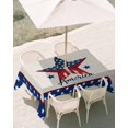 thumbnail image 3 of 52x70 Inch Outdoor Tablecloth with Umbrella Hole Zipper Rectangle Independence Day Rectangular Tablecloths Outside Waterproof 4th of July Patriotic Star Usa Flag Patio Table Cover for Picnic Party, 3 of 8