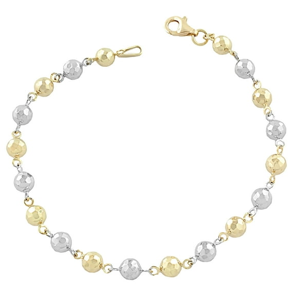 KoolJewelry 10k Two-tone Diamond-cut Ball Bracelet (5 mm, 7.5 inch)