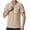 Khaki, variant on Cotton Linen Polo Shirts for Men Band Collar Casual Summer Button Up Shirt Short Sleeve Personalised V Neck Shirts