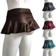 thumbnail image 2 of Women High Waist Bodycon Pu Leather Wet Look Flared Skater Mini Skirt Clubwear, 2 of 8