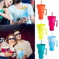 thumbnail image 5 of Tumbler with Snack Bowl, 33 oz 2 in 1 Travel Cup with Snack Bowl Leak Proof Snack and Drink Cup Portable Reusable Snack Tumbler Cup with Bowl on Top and Straw, 5 of 5