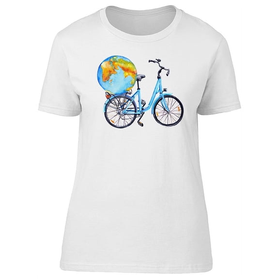 Vintage Bicycle & World Globe T-Shirt Women -Image by Shutterstock, Female Small