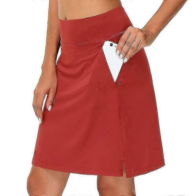 Women's Tennis Skirts Golf Skirts Yoga Skirt Side Pockets 2 In 1 Tummy Control Butt Lift Quick Dry High Waist Yoga Fitness Gym Workout Skort Bottoms B