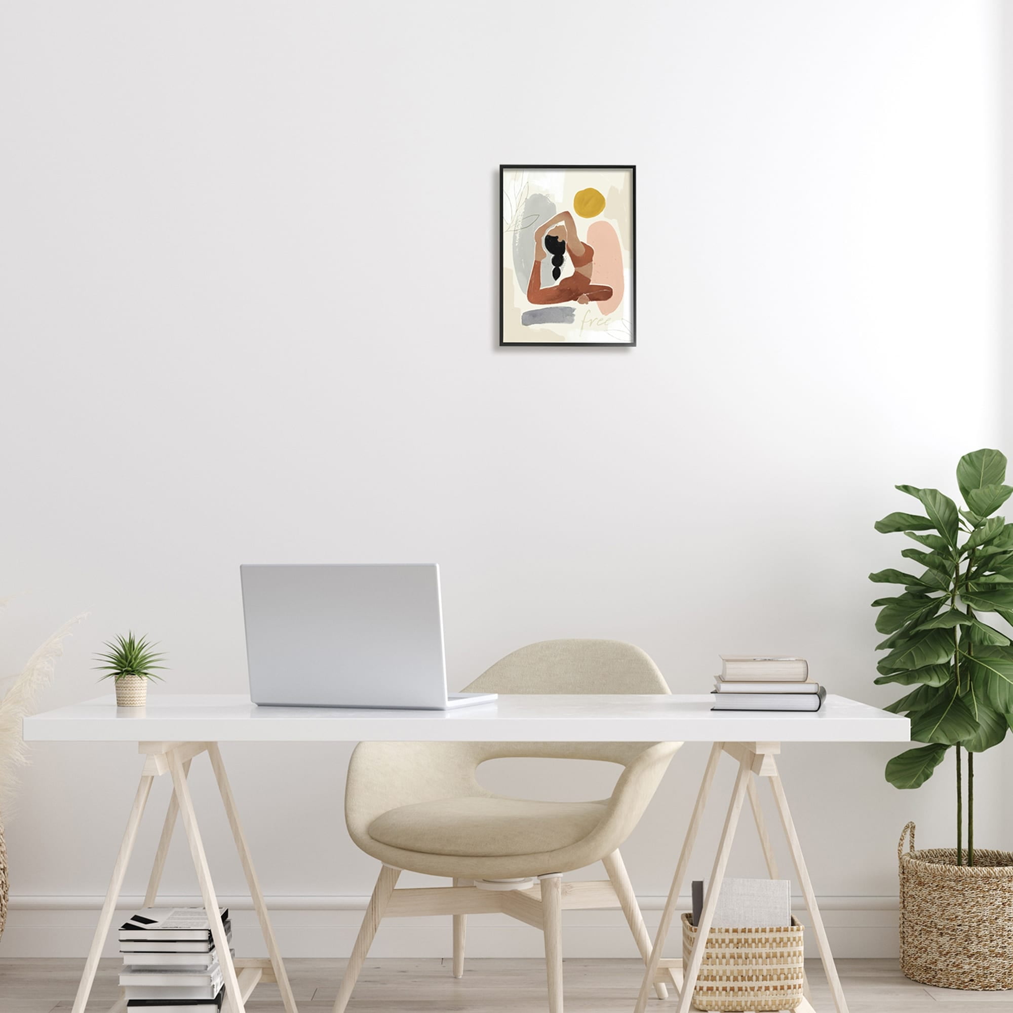 Stupell Industries Free Text Modern Botanical Pattern Yoga Exercise, 16 x 20, Design by Victoria Barnes