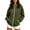 Army Green, variant on Womens Raglan Sleeve Full Zip Hoodie Fleece Knit Drawstring Hood Front Kangaroo Pocket Loose Fit Solid Color Anti Pilling Casual Sweatshirt Jacket Top