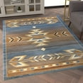 thumbnail image 3 of Emma + Oliver 5x7 Olefin Accent Rug with Southwestern Geometric Arrow Design in Blue, Black, Beige & Ivory and Natural Jute Backing, 3 of 7