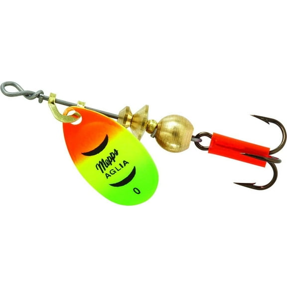 Mepps Aglia In-Line Spinner, 1/12oz, Plain Treble Hook, Hot Firetiger Blade
