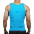 thumbnail image 4 of Unique Bargains Men Body Slimming Tummy Shaper Underwear Stretch Shapewear Waist Girdle Shirt Nylon Light Blue L, 4 of 6