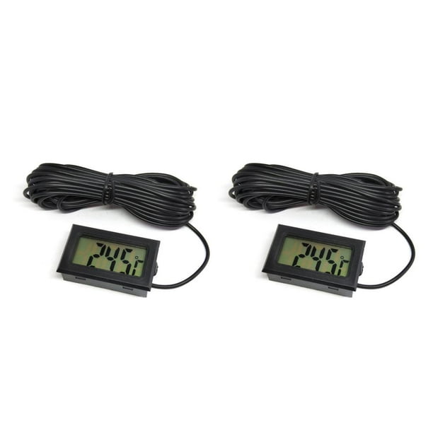 Methold Termómetro digital con sonda temperatura humedad LCD impermeable 5V 12V bebé baño incubadora indicador para interior negro Negro 2piezas