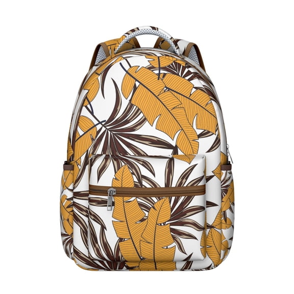 High School College Student Backpack: Hawaii Tropical Wind Palm Leaves Print, Perfect Gift, Durable Lightweight Laptop Daypack with Large Capacity for Campus Commute