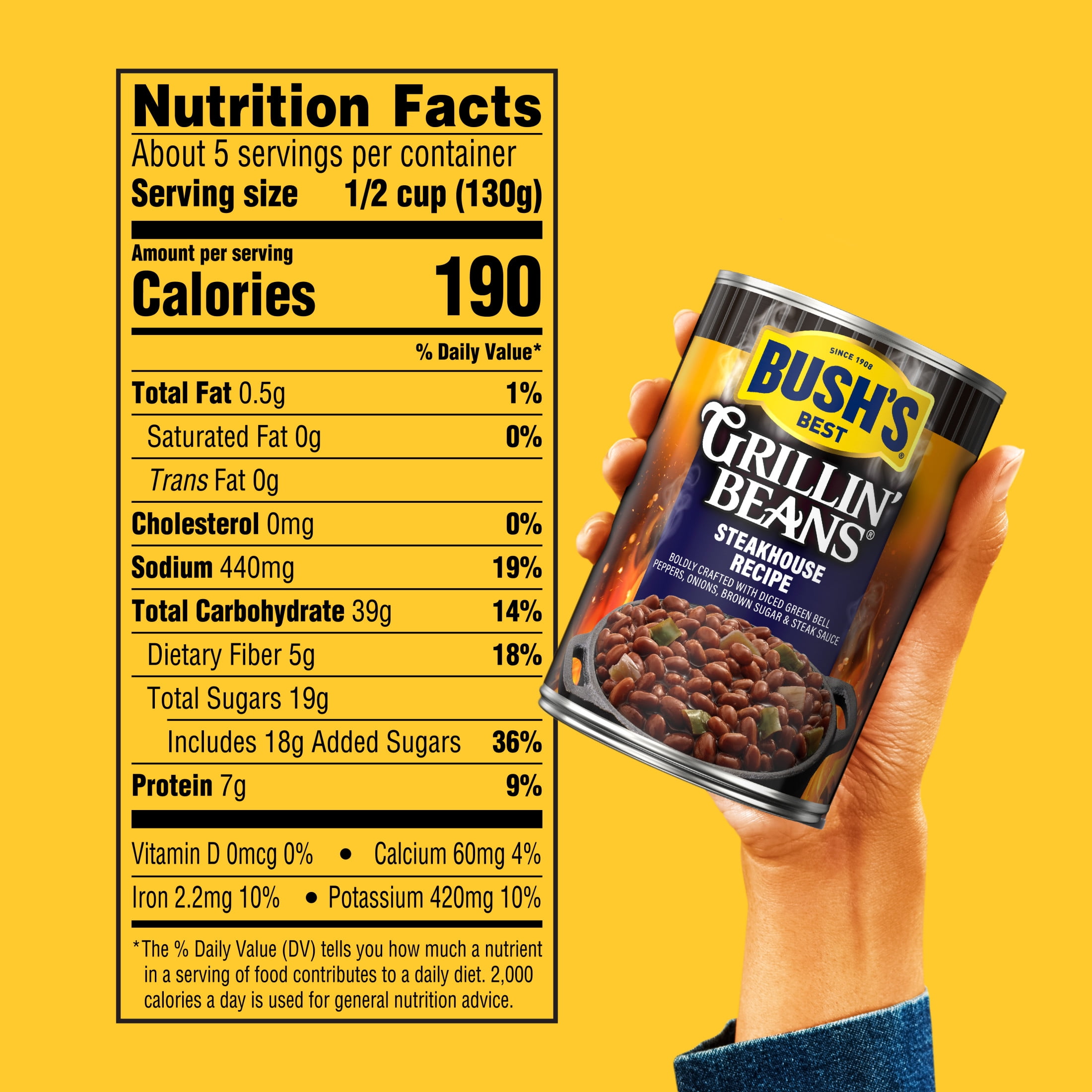 (12 pack) Bush's Steakhouse Recipe Grillin' Beans, Canned Beans in Sweet and Smoky Sauce, 22 oz