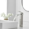 thumbnail image 3 of BWE Vessel Sink Faucet Modern Waterfall Brushed Nickel Single Hole Bathroom Faucet Single Handle with Pop up Drain Without Overflow Assembly Vanity Basin Bath Sink Faucets Mixer Tap Lead-Free, 3 of 8