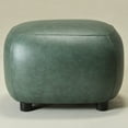 thumbnail image 2 of 23" Wide Faux Leather Upholstered Ottoman, Mid-Century Modern Living Room Footrest with Soft Padded Seat, Footstool for Bedroom, Entryway or Living Room, Green, 2 of 12