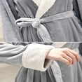 thumbnail image 4 of Womens Plush Long Robes Warm Soft Fleece Bathrobe for Winter Grey, 4 of 6