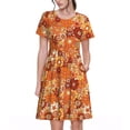 thumbnail image 1 of Fotbe Hippie Flower Vestido Largo de Moda para Mujer, Vestido Tipo Camiseta con Manga Corta y Estilo Casual a Rayas y Bloques de Color, 1 of 6