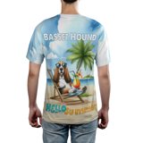 Basset Hound Hello Summer Beach Theme with Sunglasses and Tropical ...
