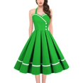 thumbnail image 1 of Gibobby Vestido casual de punto para mujer Falda de vestir de los años 50 con cintura grande de recepción de patchwork vintage(Verde,XXL), 1 of 5