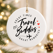 Travel Buddies Besties Trip 2024 Girls Trip Summer Vacation Christmas Ornament, Holiday Decor Gift, Ceramic Ornament